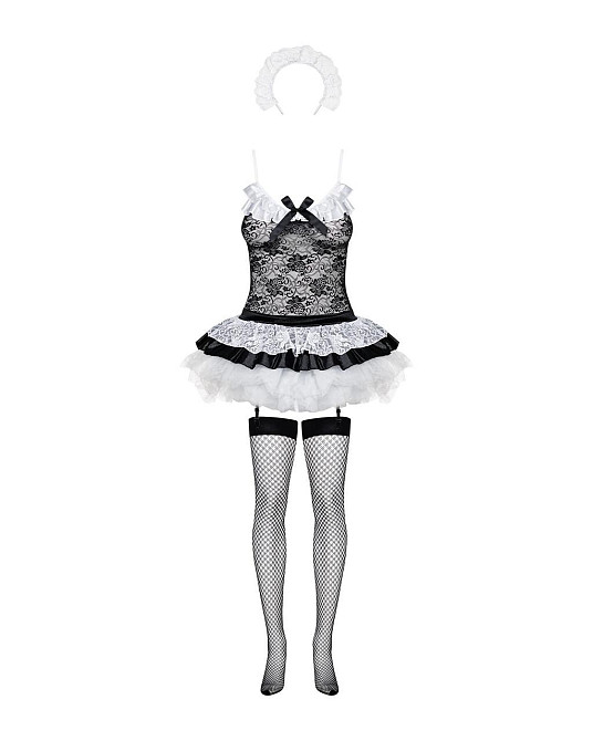 Эротический костюм горничной с юбкой Obsessive Housemaid 5 pcs costume L/XL, черно-белый, топ с подв Sex Aura Киев - изображение 5