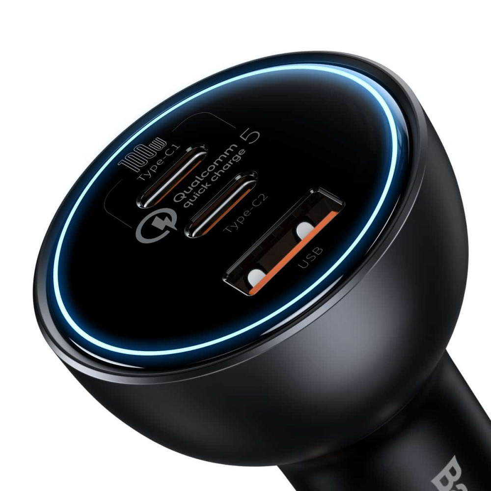 АЗП Baseus Qualcomm Quick Charge 5 Technology Multi-Port Fast Charge Car Charger C+C+U 160W set Gray Киев - изображение 4