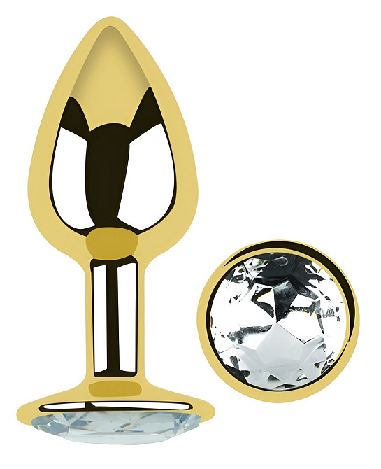 Анальная пробка с кристаллом EGZO - Gold Round Plug Clear size S Sex Aura Киев - изображение 2