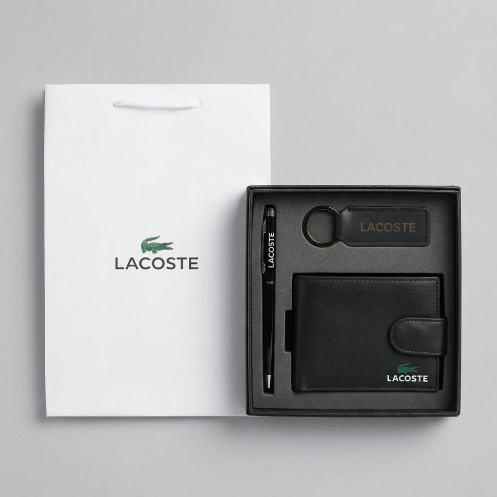 Мужской подарочный комплект, кошелек с брелоком и ручкой Lacoste (1724-3) Киев - изображение 5