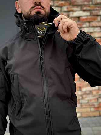 Армійська чорна чоловіча демісезонна форма soft shell на флісі та блискавкою усі розміри Львів