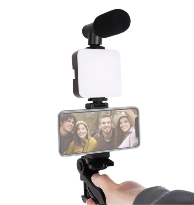 Набір блогера 4в1 штатив для телефону з мікрофоном та спалахом SBR Київ - фото 4