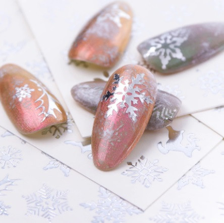 Новогодние серебристые наклейки на ногти - 6,5*5см Киев - изображение 2