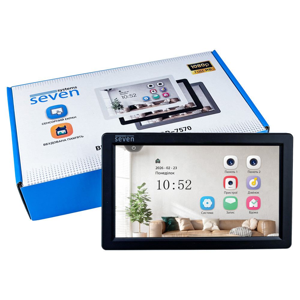 Видеодомофон 7 дюймов SEVEN DP-7570 FHD IPS black Киев - изображение 8