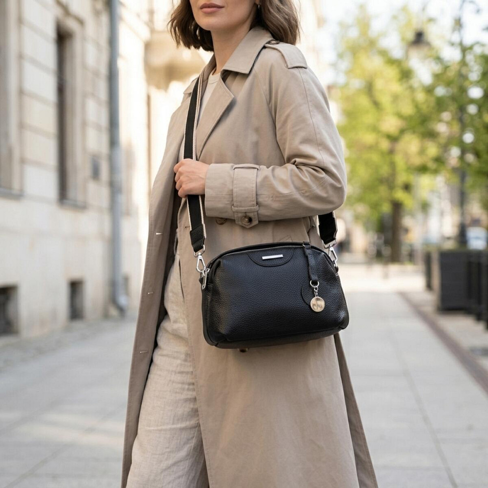 Сумка на два отделения из натуральной кожи Vintage 22592 Черная Киев - изображение 12