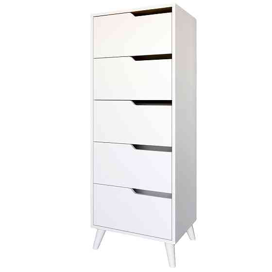 Комод высокий с белыми ножками 5 ящиков М-ЗОН Борн 500 Нимфея Альба (белый) (MZN-031109) Львов