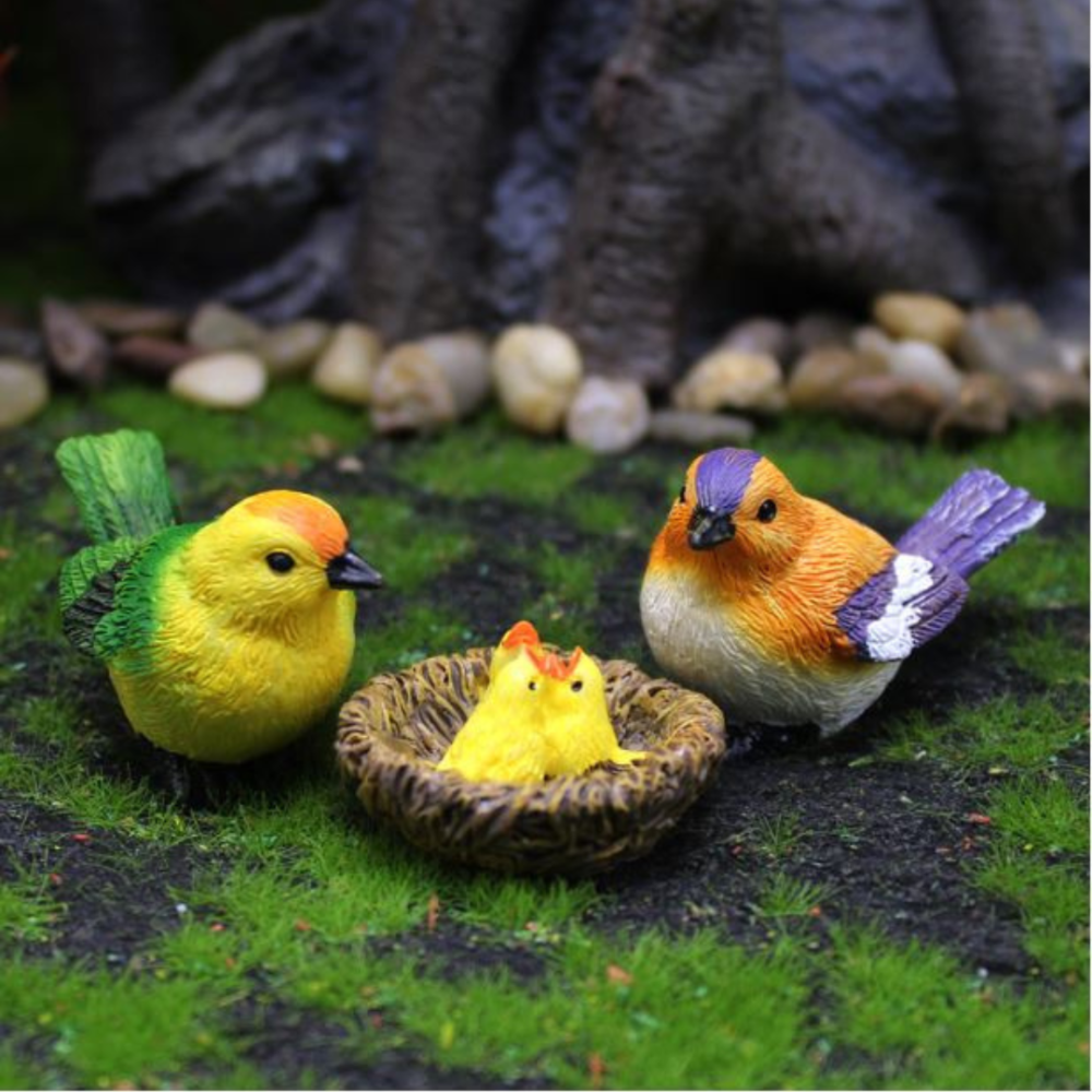 Набір декоративних фігурок Птахи з пташенятами для міні-саду, флораріуму, мосаріуму, мікроландшафту, вазону. Одеса - фото 2