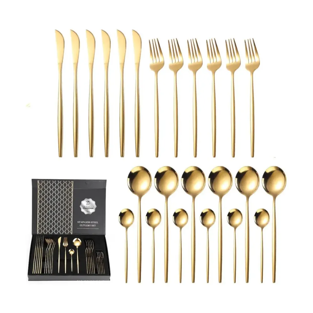 Набор столовых приборов Kitchen Ware 24 шт из нержавеющей стали на 6 персон Gold Коломия - фото 2