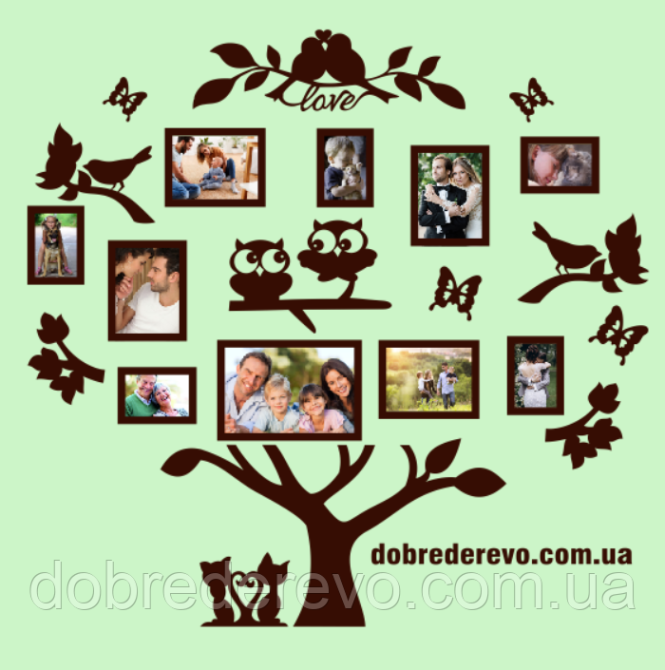 Родовое дерево на 10 фотографий / Родине дерево/ фоторамка / Родовое дерево/ композиция / коллаж / подарок Вижница - изображение 6
