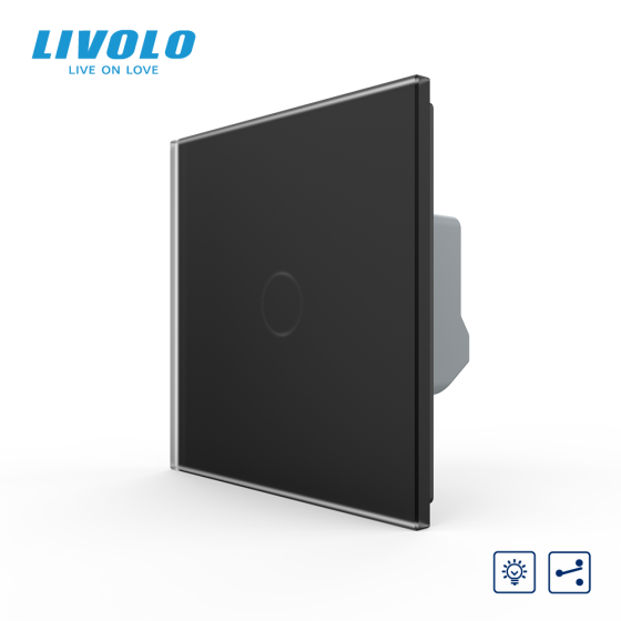 LIVOLO Сенсорний прохідний/перехресний диммер LIVOLO чорний матове скло Коломия