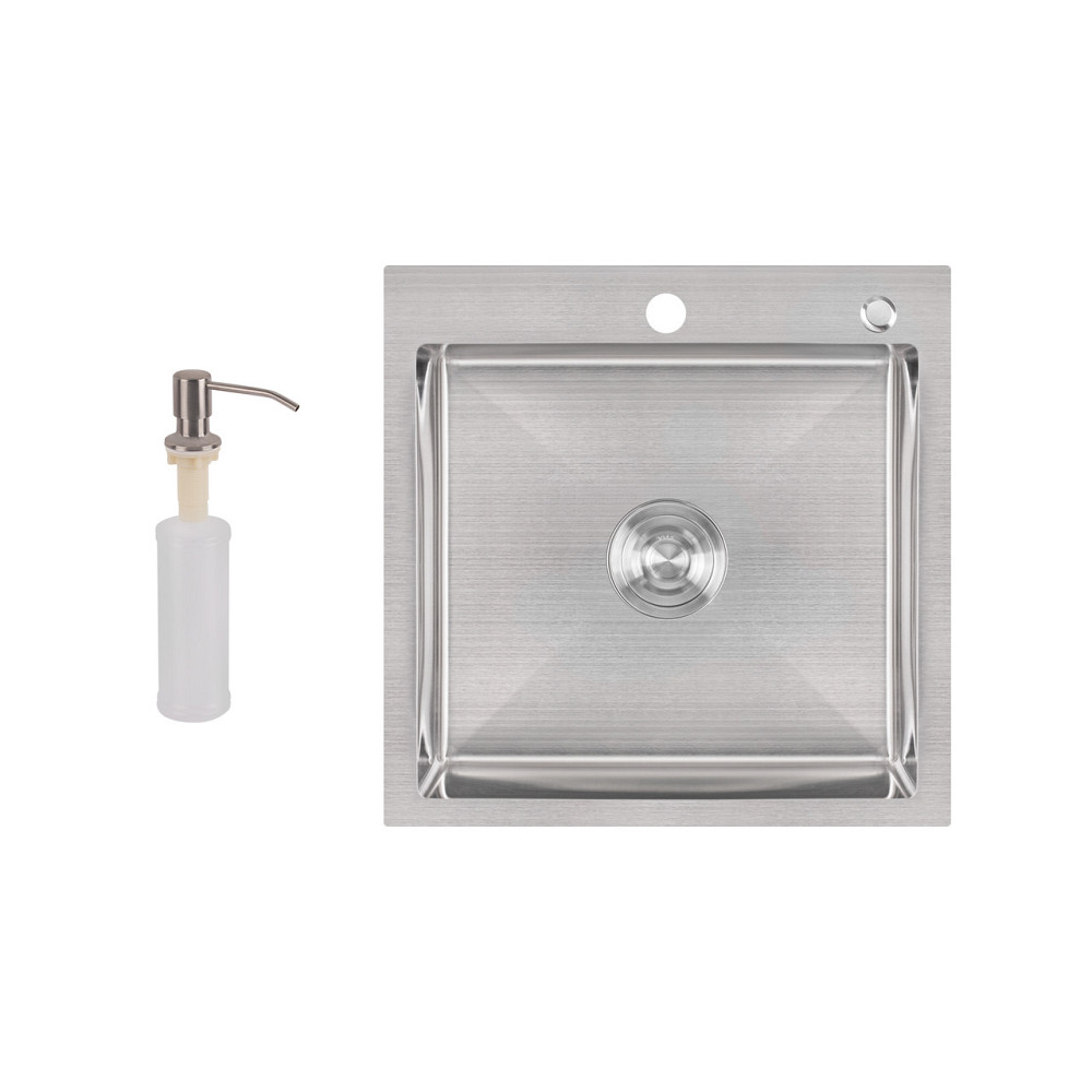 Мийка для кухні інтегрована Lidz Handmade H5050 (LDH5050BRU35375) Brushed Steel 3,0/1,0 мм Київ - фото 1