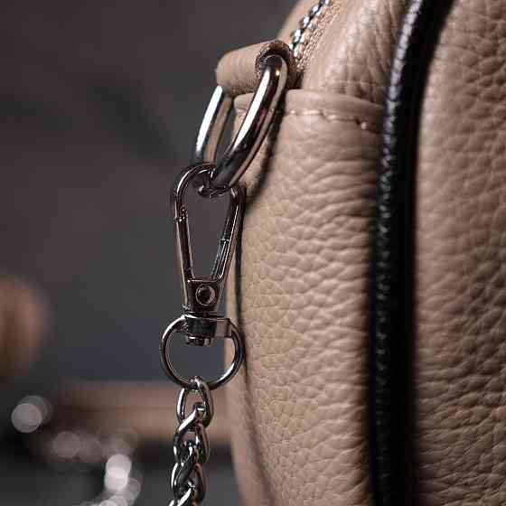 Жіноча вечірня сумка на ланцюжці з натуральної шкіри Vintage 22381 Бежева Київ