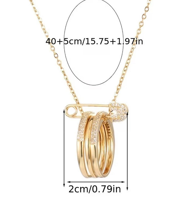 Підвіска з каблучкою та булавкою, жіночий ланцюжок золотистий, мінімалістичне намисто Київ - фото 3