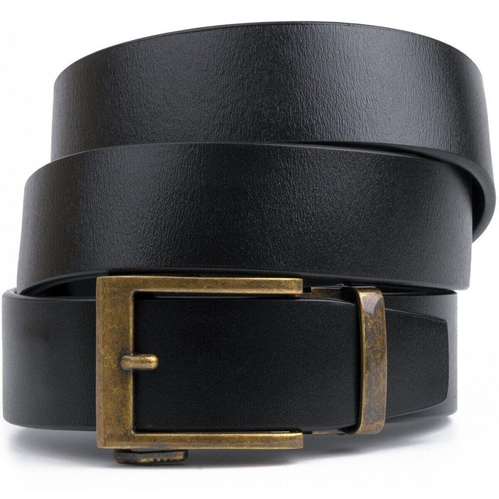 Ремень из натуральной кожи с ретро латунной пряжкой Vintage 20215 Черный Киев - изображение 10