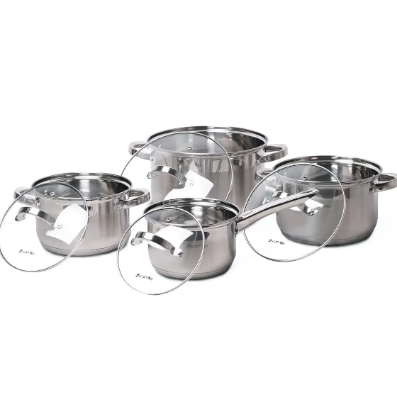 Набір каструль 8 предметів (ківш 1,8/каструлі 2,3/3,8/5,8л) нержавіюча сталь 5632S KAMILLE Житомир - фото 5