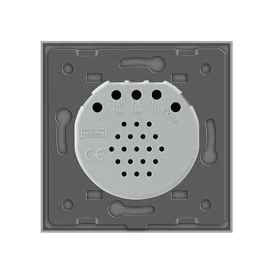 Сенсорний вимикач LIVOLO, сірий скляний, 5А 230В, без нейтралі (VL-C7FC1-2IP) Коломыя