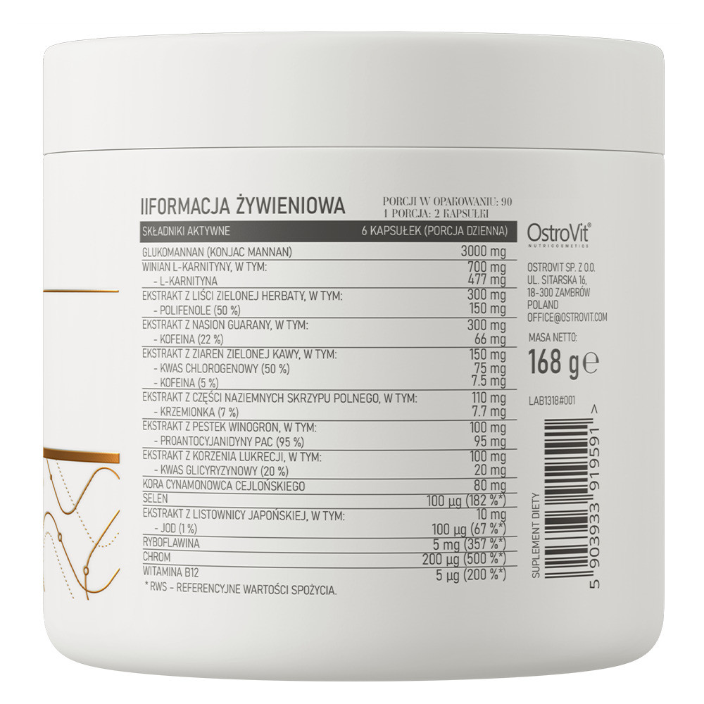 Жироспалювач Ostrovit Slim Care Glucomannan &amp; L-Carnitine &amp; Green Tea Extract 180 caps Луцьк - фото 2