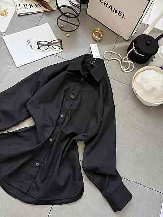 Жіноча базова сорочка на ґудзиках із бавовни Чорний, 46/48 Одеса