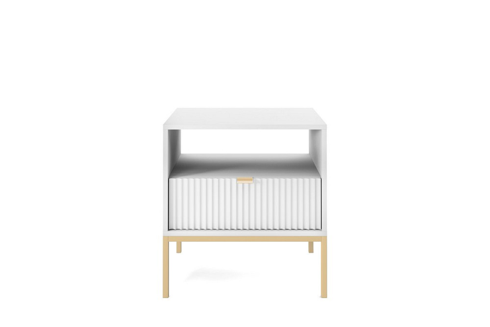 Тумба приліжкова Perfect Home Нова / Nova з 1 шухлядою і золотими ніжками S54 Білий (PFH-091261) Дніпро - фото 2