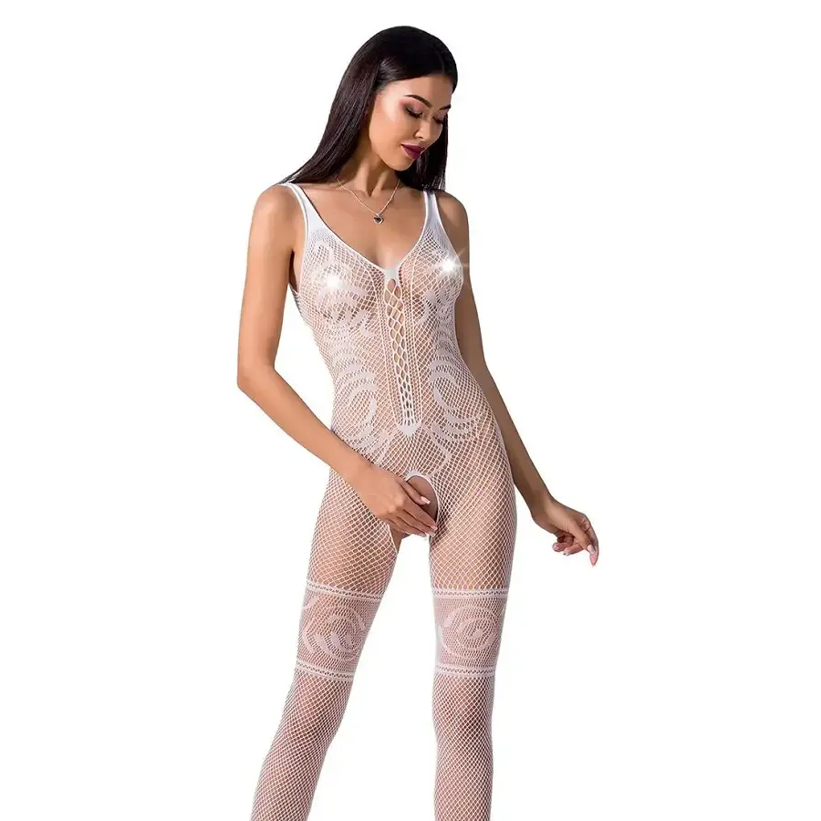Бодістокінг Passion BS069 white, комбінезон, імітація панчох і боді Львів - фото 1