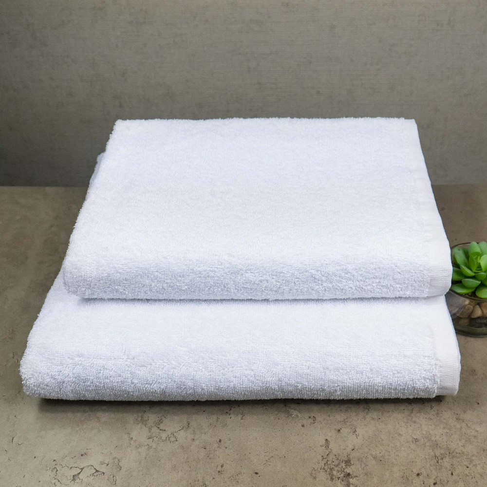 Набор махровых полотенец 2шт GM Textile 50х90см, 70х140см 400г/м2 (Белый) Сумы - изображение 1