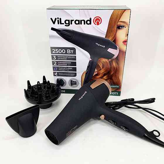 Портативний фен для сушіння Vilgrand VHD 2610TI 2500 Вт, Фен з іонізацією і термозахистом потужний OR-12 Львів