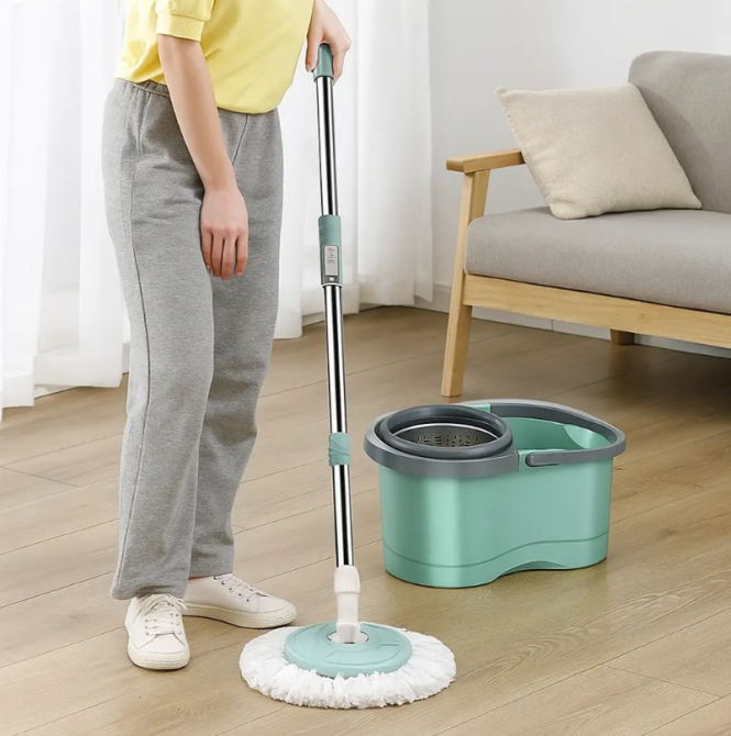 Кругла швабра з відром , ручним віджимом і насадкою з мікрофібри для швидкого прибирання Одеса - фото 7