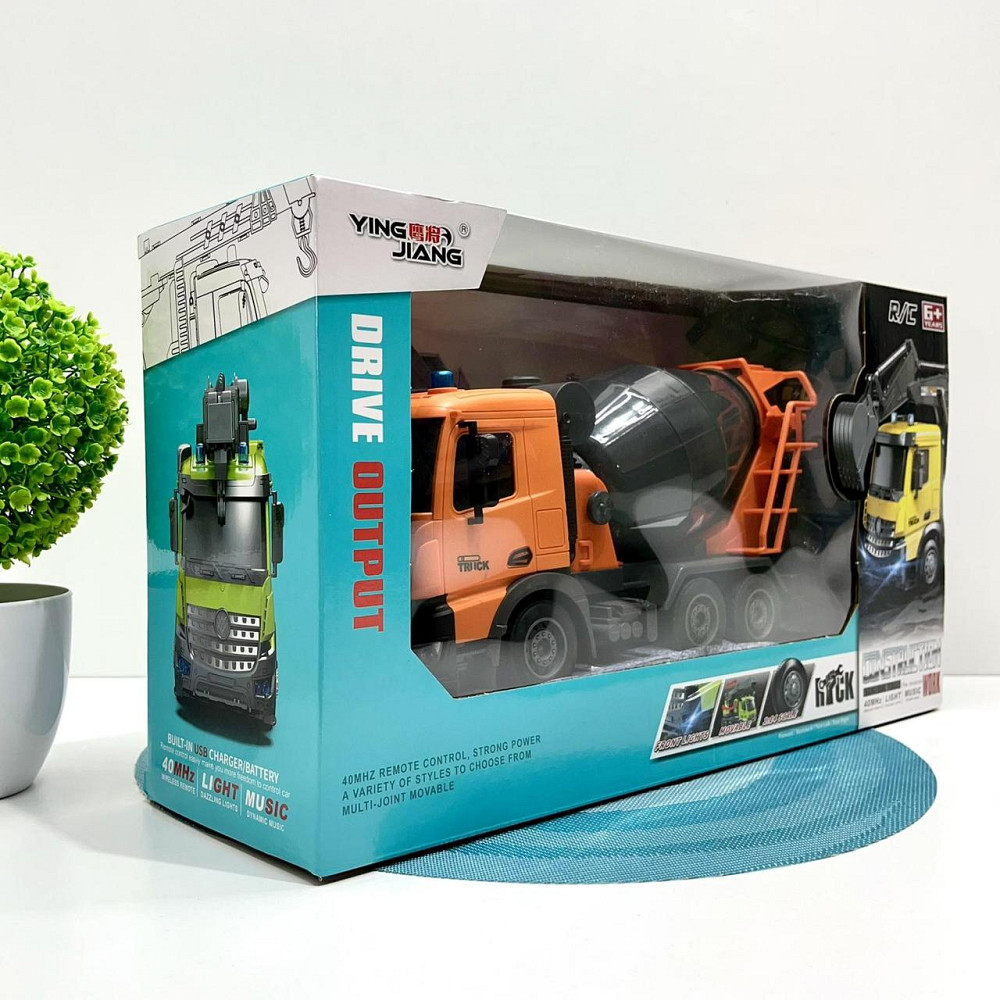 Бетонозмішувач на радіокеруванні акумулятор 3.7 V підсвічування звуки рухомі елементи USB – кабель Помаранчева (YJ-076-3) Чернігів - фото 10