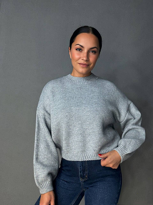 Светр жіночий Fancy Matinee 539 оверсайз однотонний, сірий, one size Київ - фото 6