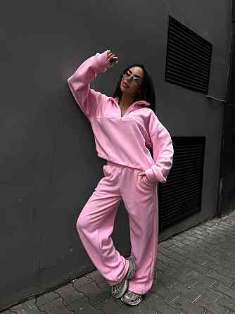 Женский удобный теплый костюм из флиса двусторонний Розовый, 46/48 Одесса