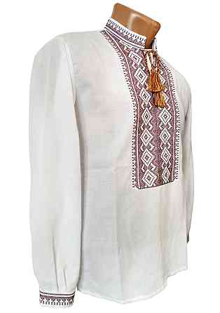 Чоловіча сорочка-вишиванка коричневий  орнамент Київ