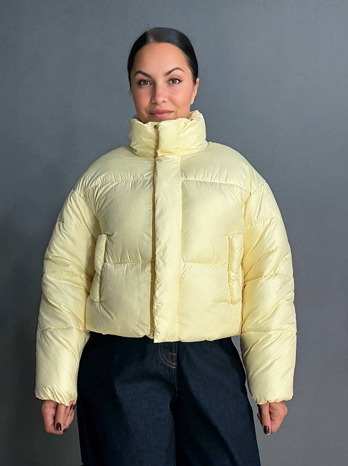 Куртка женская Haiziyuan 8606 короткая пуффер с воротником желтая, желтый, XL Киев - изображение 11