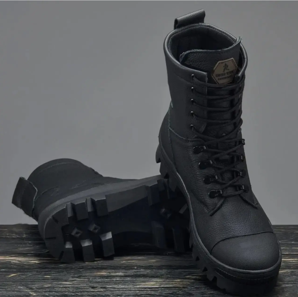 Военные мужские берцы КИБОРГ демисезонные черные кожаные тактические берцы прошить и проклеены Львов - изображение 2