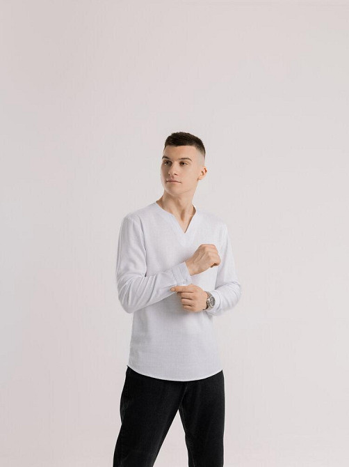 Чоловіча сорочка біла з довгим рукавом Pobedov Horizon Київ - фото 8