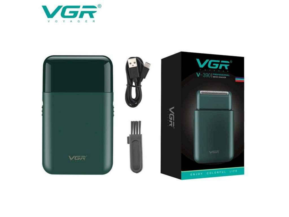 Електробритва Акумулятор V-390 шейвер GREEN, висувний триммер ТМ VGR Київ - фото 1