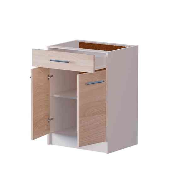 Кухонний модуль нижній з шухлядою Еверест Еко 600 ясень шимо світлий/білий (без стільниці) 60х46х82 см (DTM-2817) Львів