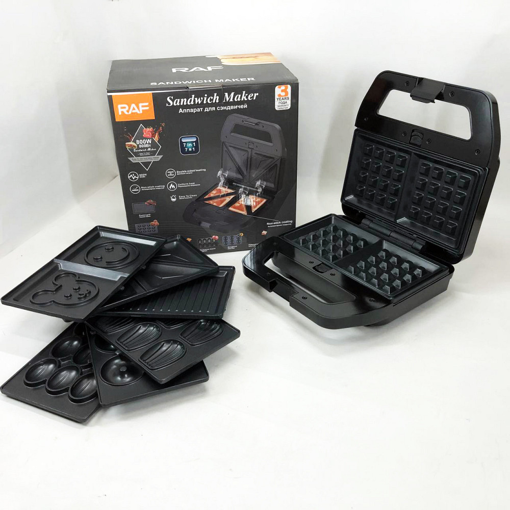 Ребриста бутербродниця, Притискний електро гриль, Вафельниці з насадками, Гриль притискний хороший FJ-19 Івано-Франківськ - фото 3