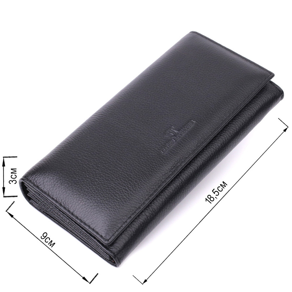 Зручний жіночий гаманець з натуральної шкіри ST Leather 22523 Чорний Київ - фото 3