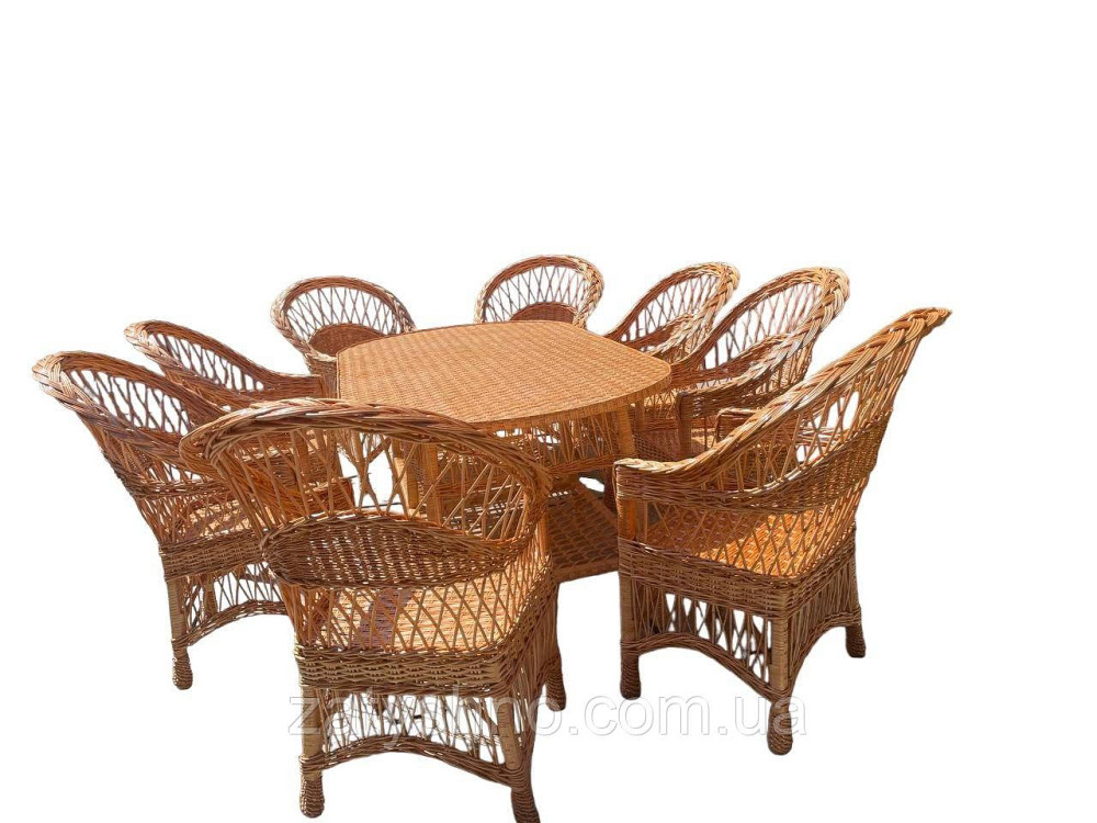 Меблі плетені на 8 осіб з овальним великим столом Київ - фото 4