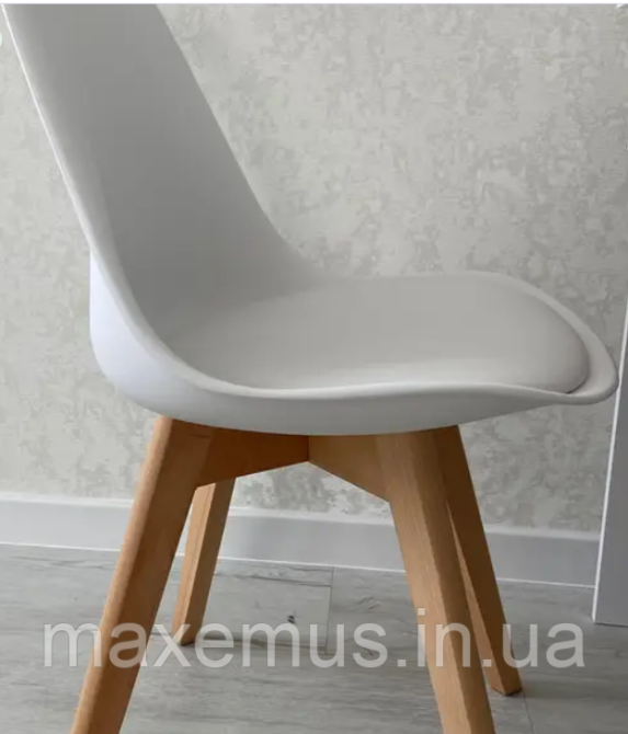 Кресло кухонное Bonro B-487 табурет на ножках дерево бук в гостинную стул с мягким сидением в офис белый Мостиська - фото 7