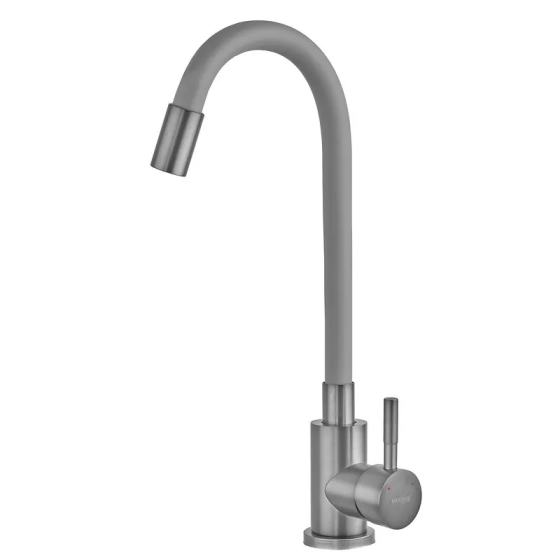 Змішувач для кухні MIXXUS SEO-011 GRAPHITE REFL.GRAY з силіконовим виливом з нерж.сталі SUS304, колір графіт (MI8225) Київ