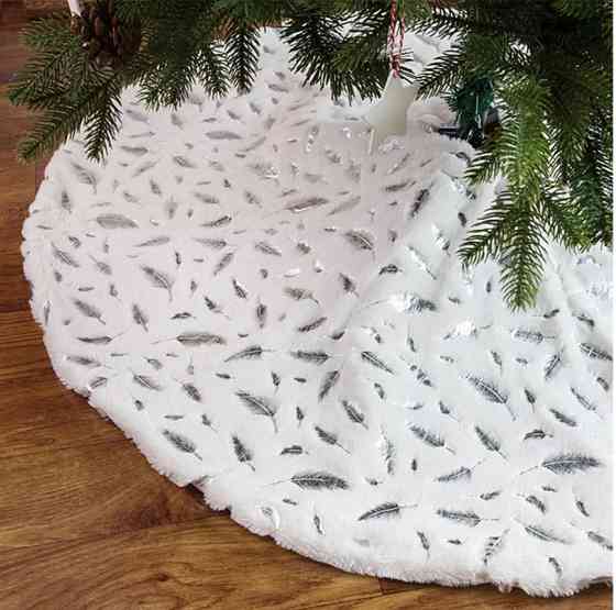 Коврик под елку с перышками 122 см бело-серебристый Киев