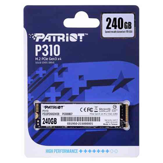 Накопичувач SSD M.2 Patriot P310 240GB NVMe 2280 PCIe 3.0 3D TLC Київ