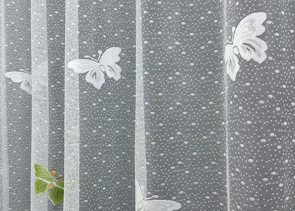 Тюль жакард колір білий з зеленим 1901т Київ - фото 3