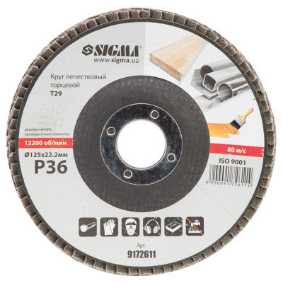Круг зачистний Sigma пелюстковий торцевий Т29 (конічний) 125мм P36 (9172611) Вінниця - фото 2