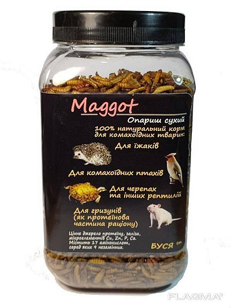 Опариш сухий "Maggot" тм Буся. Корм для черепах, рептилій, їжаків, птахів, гризунів. 600мл/250г Зміїв - фото 2