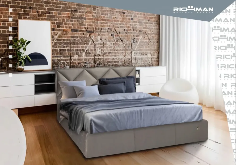 Кровать Двуспальная Leeds Comfort 160 х 200 см Fly 2207 A1 С подъемным механизмом и нишей для белья Бежевый Киев - изображение 9