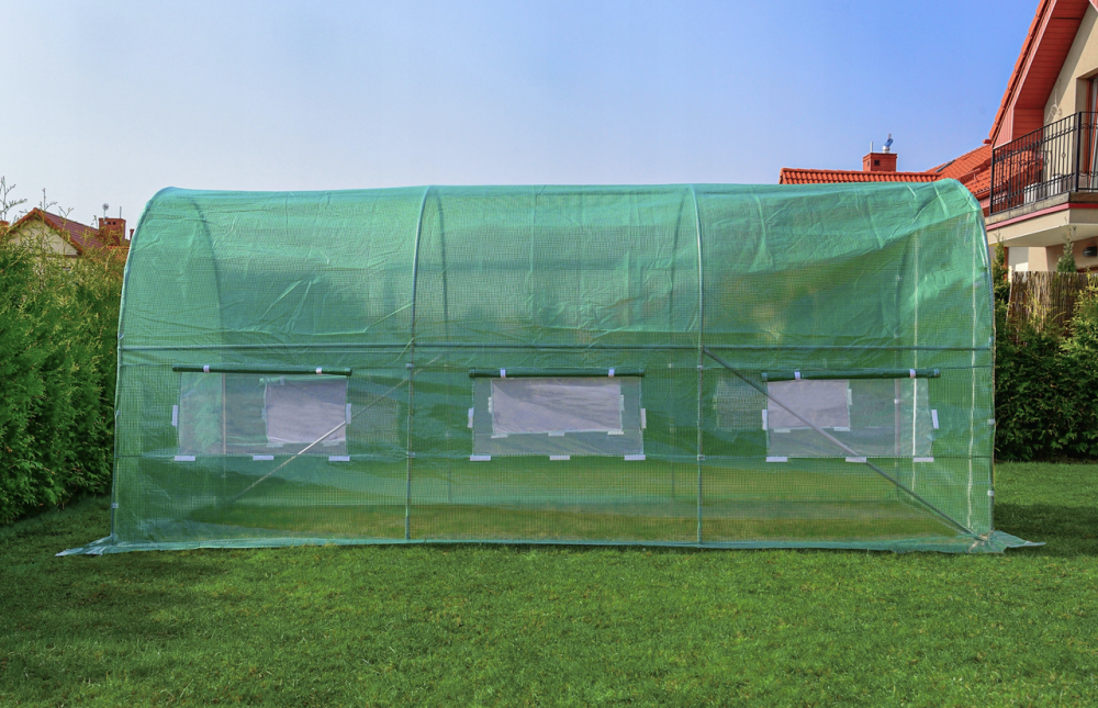 Садова теплиця 9 м² (4,5 × 2 × 2 м) з вікнами, армована плівка UV-4, Зелена (Польща) Київ - фото 3