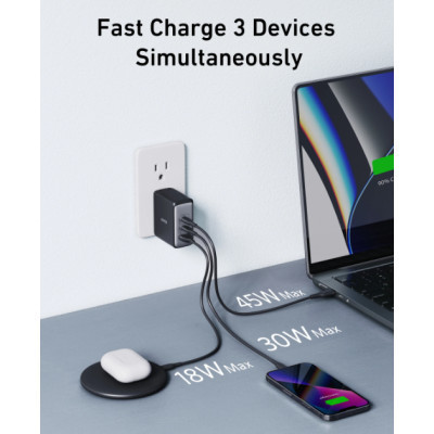 Зарядное устройство Anker PowerPort 736 Nano II - 100W 2xUSB-C PD 1xPIQ GaN Black (A2145G11) Винница - изображение 2