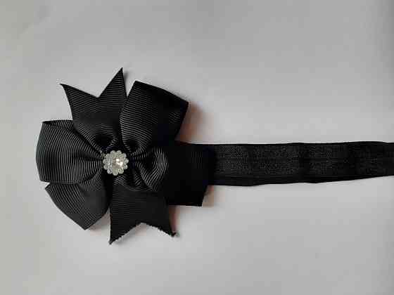 Дитяча чорна пов'язка - окружність 36-58см, бант 8см Київ